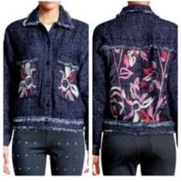 Anthropologie Jackets & Blazers - Anthropologie Foxiedox Embroidered Sequin Navy Tweed Jacket Size S NWT